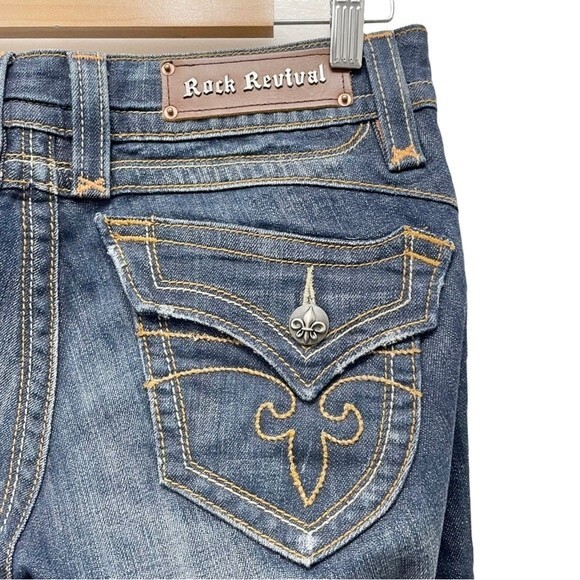 Rock Revival Jeans Chrissie Bootcut FDL Back Flap Pocket Dark Wash Denim Size 29 - Picture 9 of 14